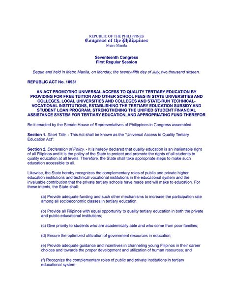 Republic Act No. 10931 .